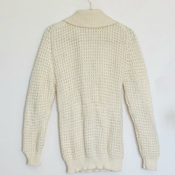 Falcarragh Made in Ireland Pure New Shawl Neck Wool Sweater Sz M - Picture 2 of 6